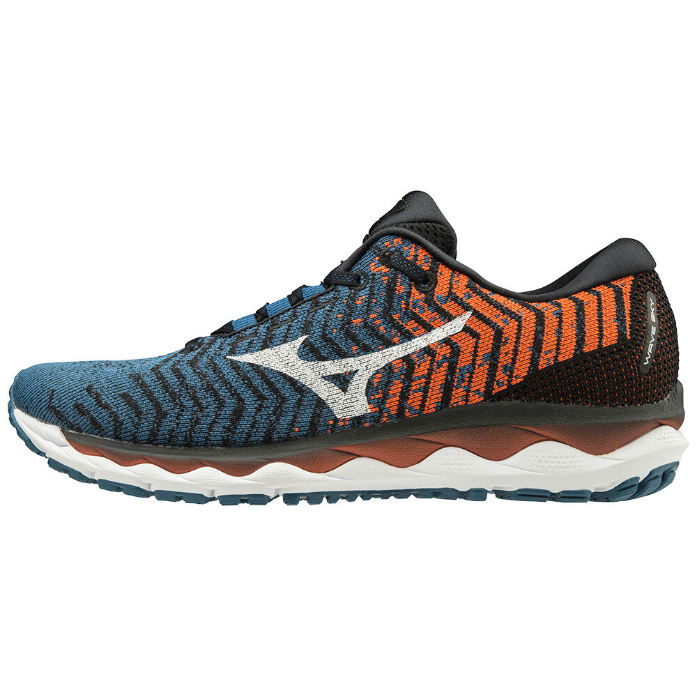 Mens Mizuno WAVE SKY WAVEKNIT 3 Running Shoes Blue/White/Brown Philippines (XHDASF248)